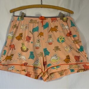 Nick & Nora Dog Print Peach Colored Pajama Sleep Shorts